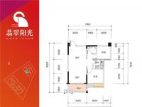 梅州翡翠阳光户型图1-2室2厅2卫61.6m²