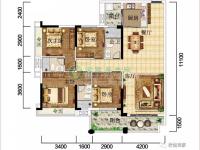 梅州君悦世家（三期）汇丰园户型图-4室2厅3卫140.44m²