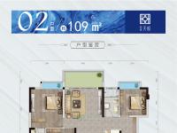 梅州景通天悦户型图-3室1厅2卫109m²